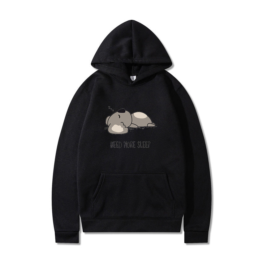 New Hooded Long-sleeved T-shirt with Plus Velvet and Cartoon Design