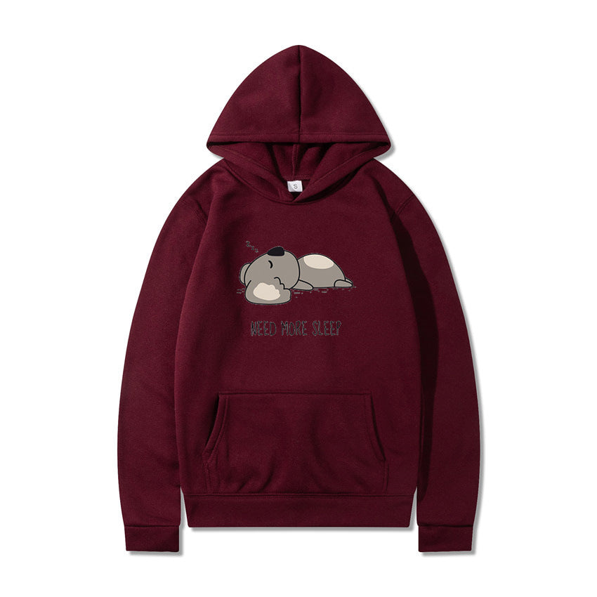 New Hooded Long-sleeved T-shirt with Plus Velvet and Cartoon Design