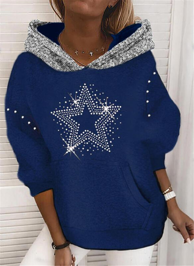 Sparkle and Shine in Our Rhinestone Sequined Hoodie