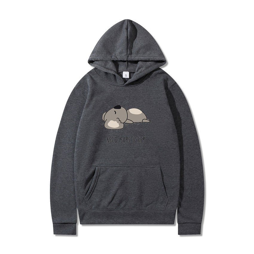 New Hooded Long-sleeved T-shirt with Plus Velvet and Cartoon Design