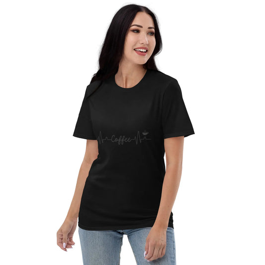 Caffeine Heartbeat T-Shirt - Keep Your Love for Coffee Close to Your Heart - Comfortable and Soft Cotton Fabric - Darkness Of The Twilight Moon