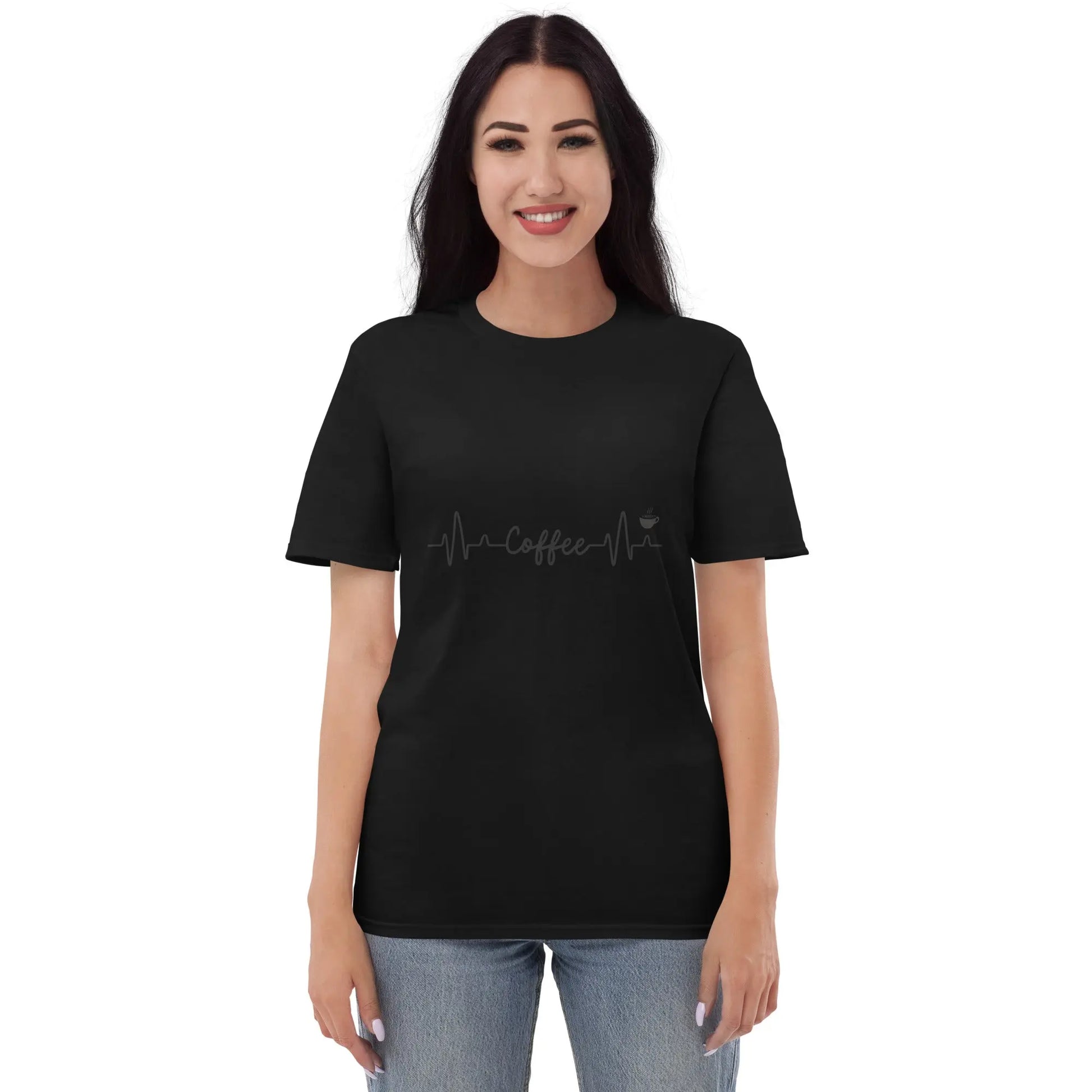Caffeine Heartbeat T-Shirt - Keep Your Love for Coffee Close to Your Heart - Comfortable and Soft Cotton Fabric - Darkness Of The Twilight Moon