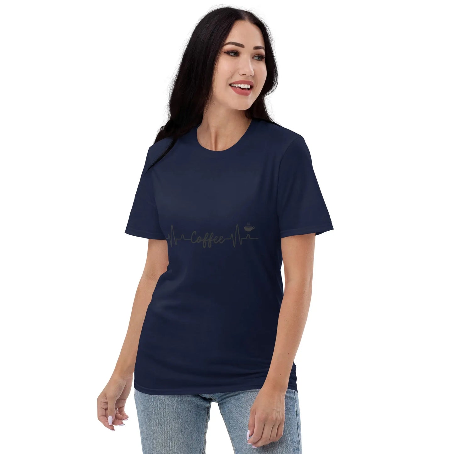 Caffeine Heartbeat T-Shirt - Keep Your Love for Coffee Close to Your Heart - Comfortable and Soft Cotton Fabric - Darkness Of The Twilight Moon