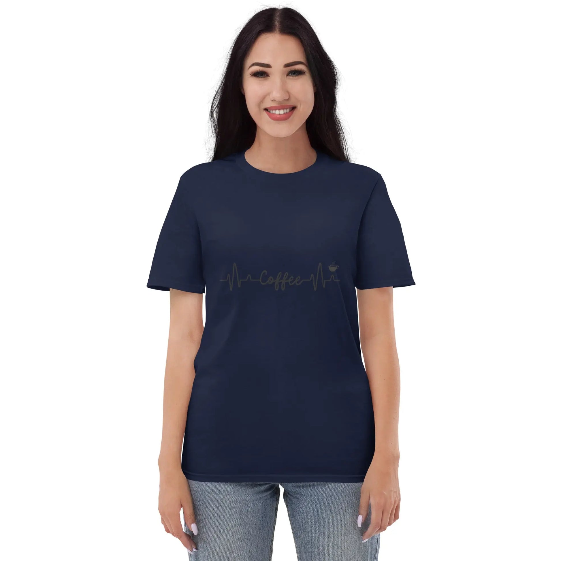 Caffeine Heartbeat T-Shirt - Keep Your Love for Coffee Close to Your Heart - Comfortable and Soft Cotton Fabric - Darkness Of The Twilight Moon