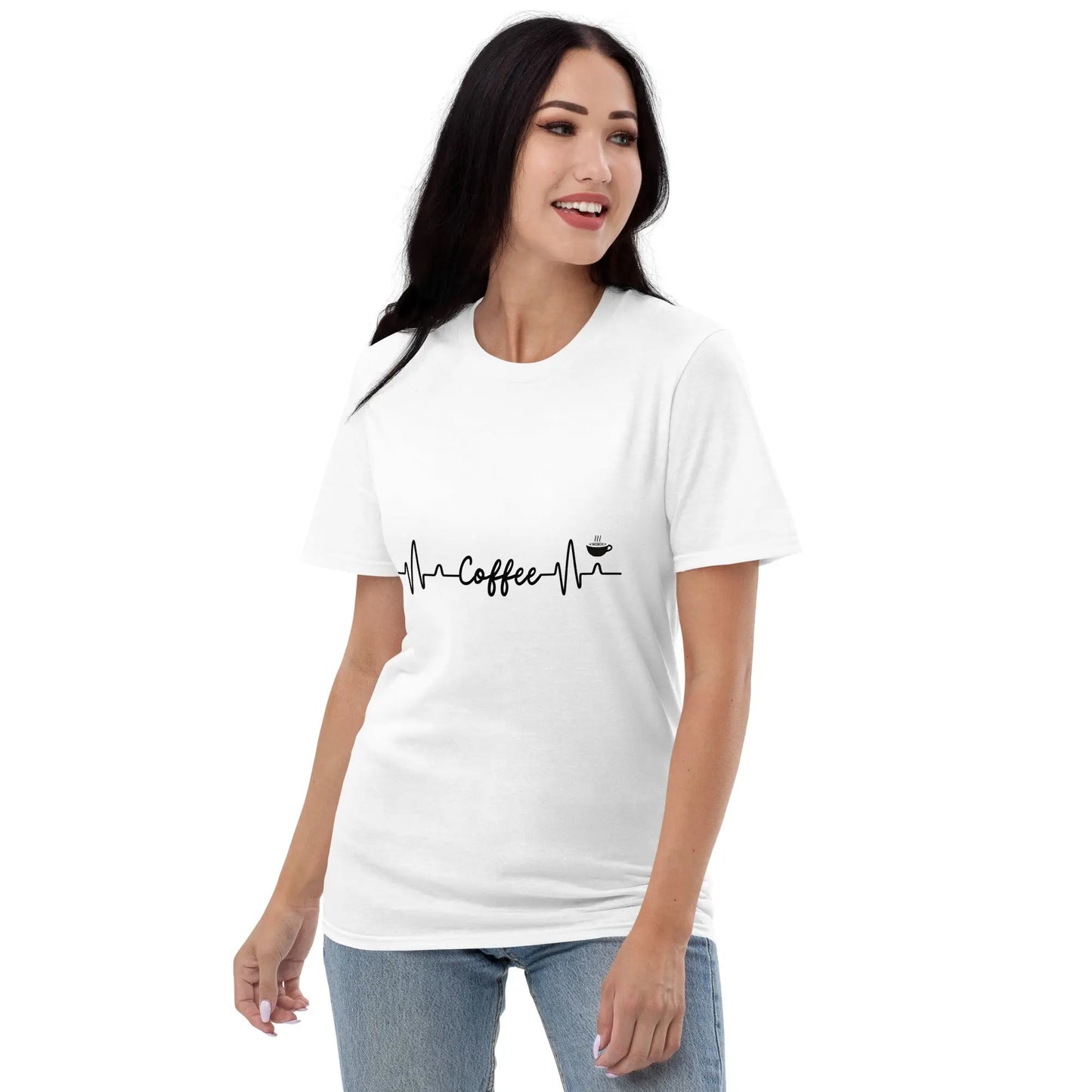 Caffeine Heartbeat T-Shirt - Keep Your Love for Coffee Close to Your Heart - Comfortable and Soft Cotton Fabric - Darkness Of The Twilight Moon