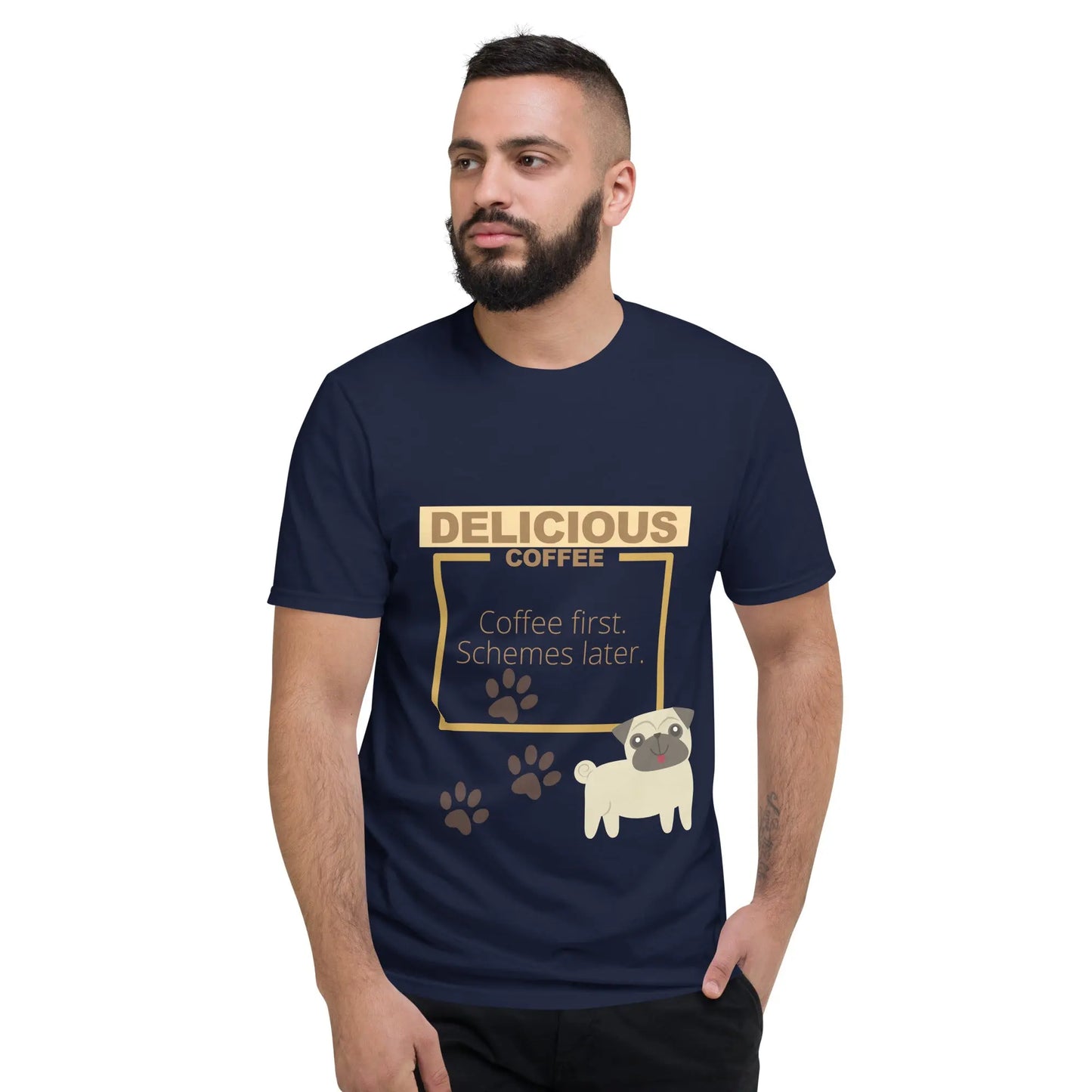 "Coffee First. Schemes Later" T-Shirt - Make a Statement and Stay Comfortable All Day Long - Darkness Of The Twilight Moon