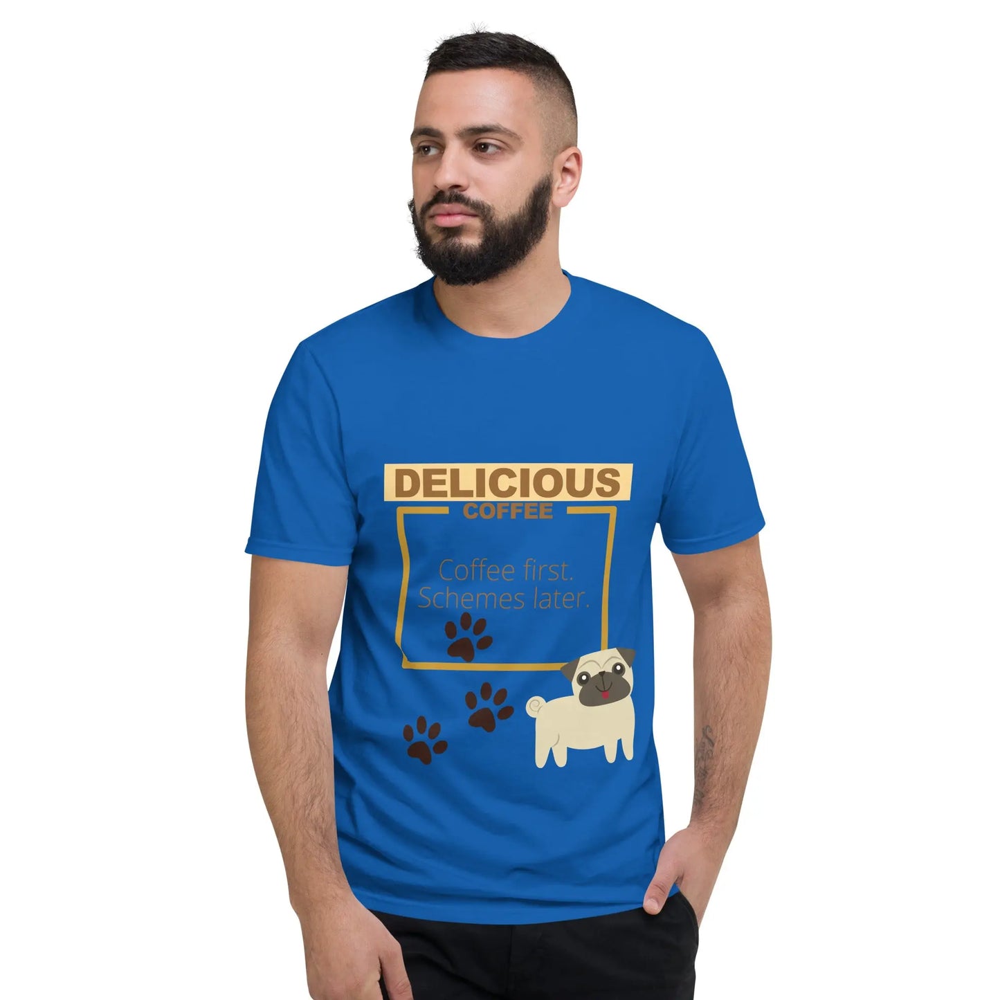 "Coffee First. Schemes Later" T-Shirt - Make a Statement and Stay Comfortable All Day Long - Darkness Of The Twilight Moon