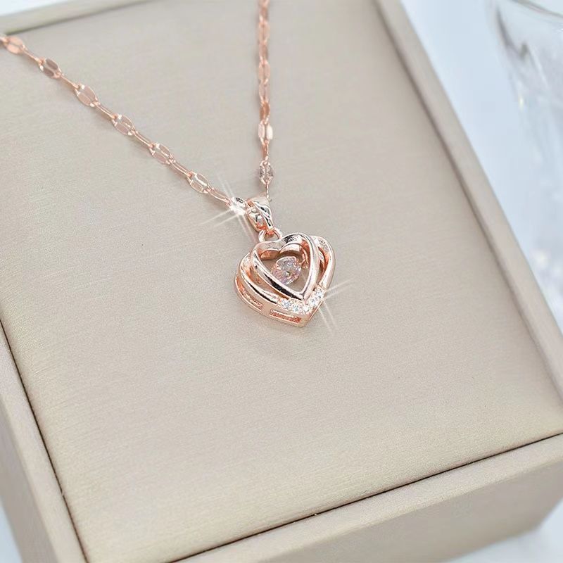 Diamond Necklace - Fashionable XO Pendant - Copper Chain Jewelry