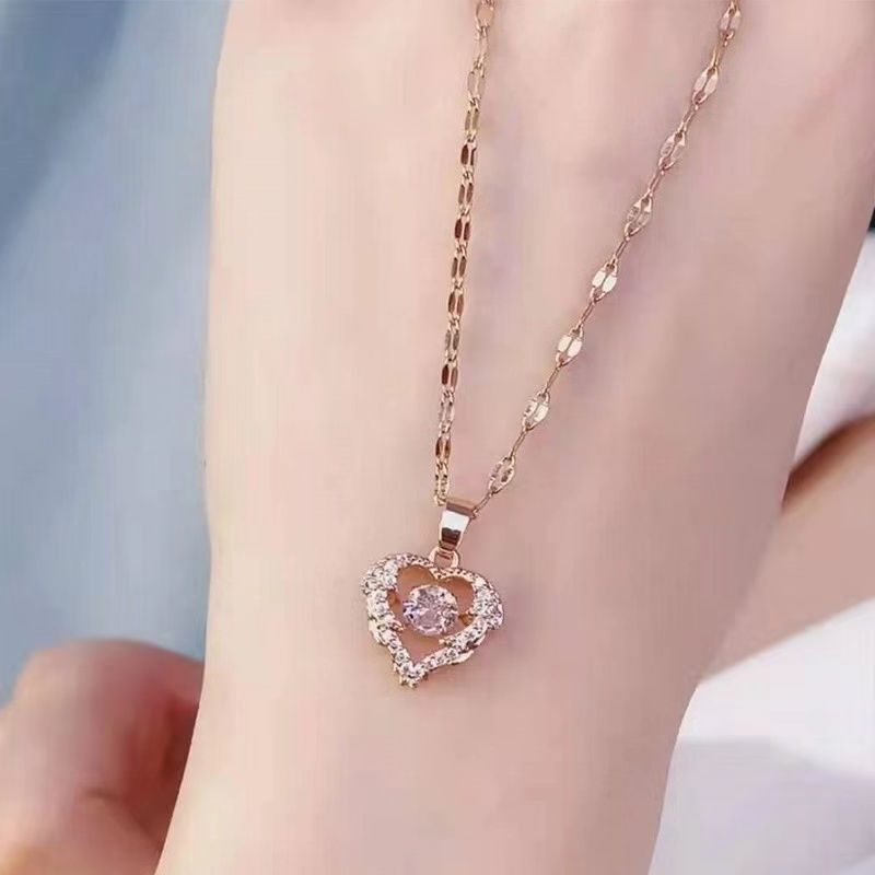 Diamond Necklace - Fashionable XO Pendant - Copper Chain Jewelry