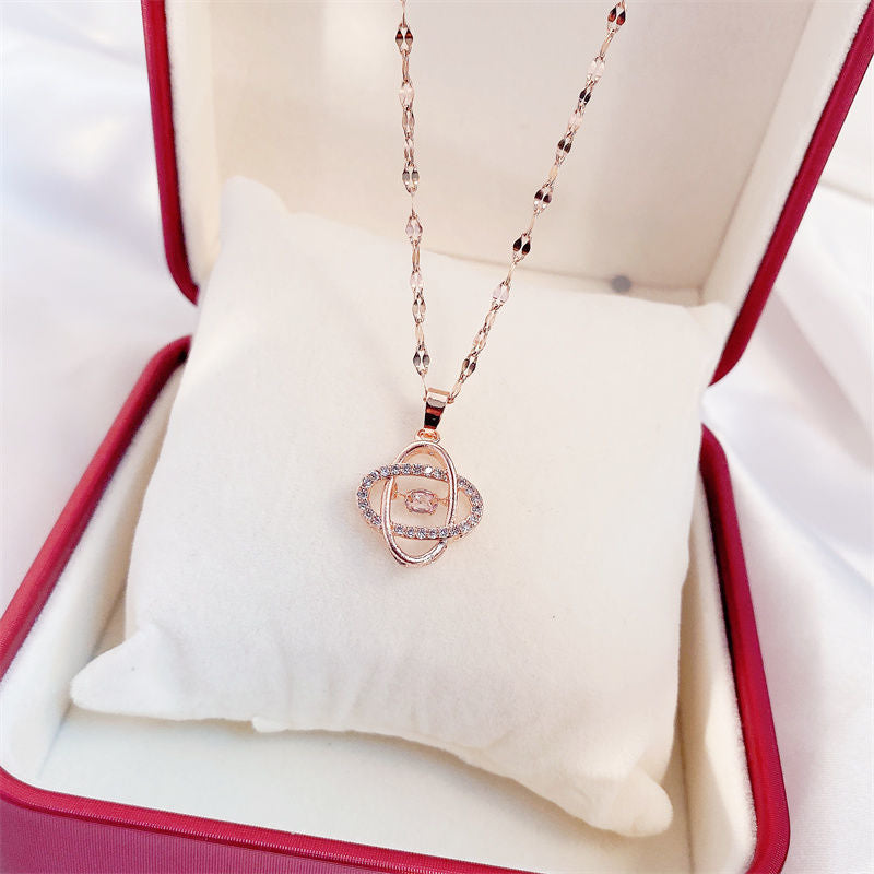 Diamond Necklace - Fashionable XO Pendant - Copper Chain Jewelry