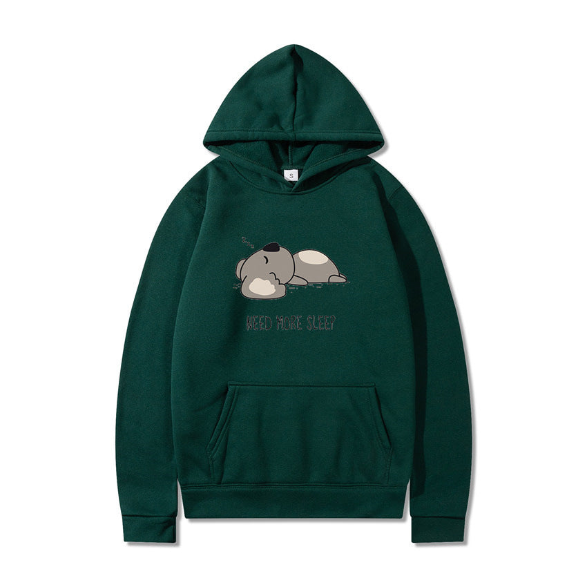 New Hooded Long-sleeved T-shirt with Plus Velvet and Cartoon Design