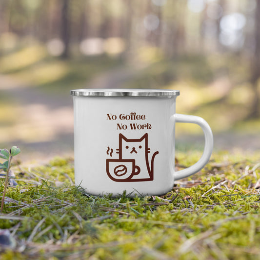 Enamel 'No Coffee No Work' Mug - Get Your Daily Caffeine Fix in Style - Durable and Lightweight - Darkness Of The Twilight Moon
