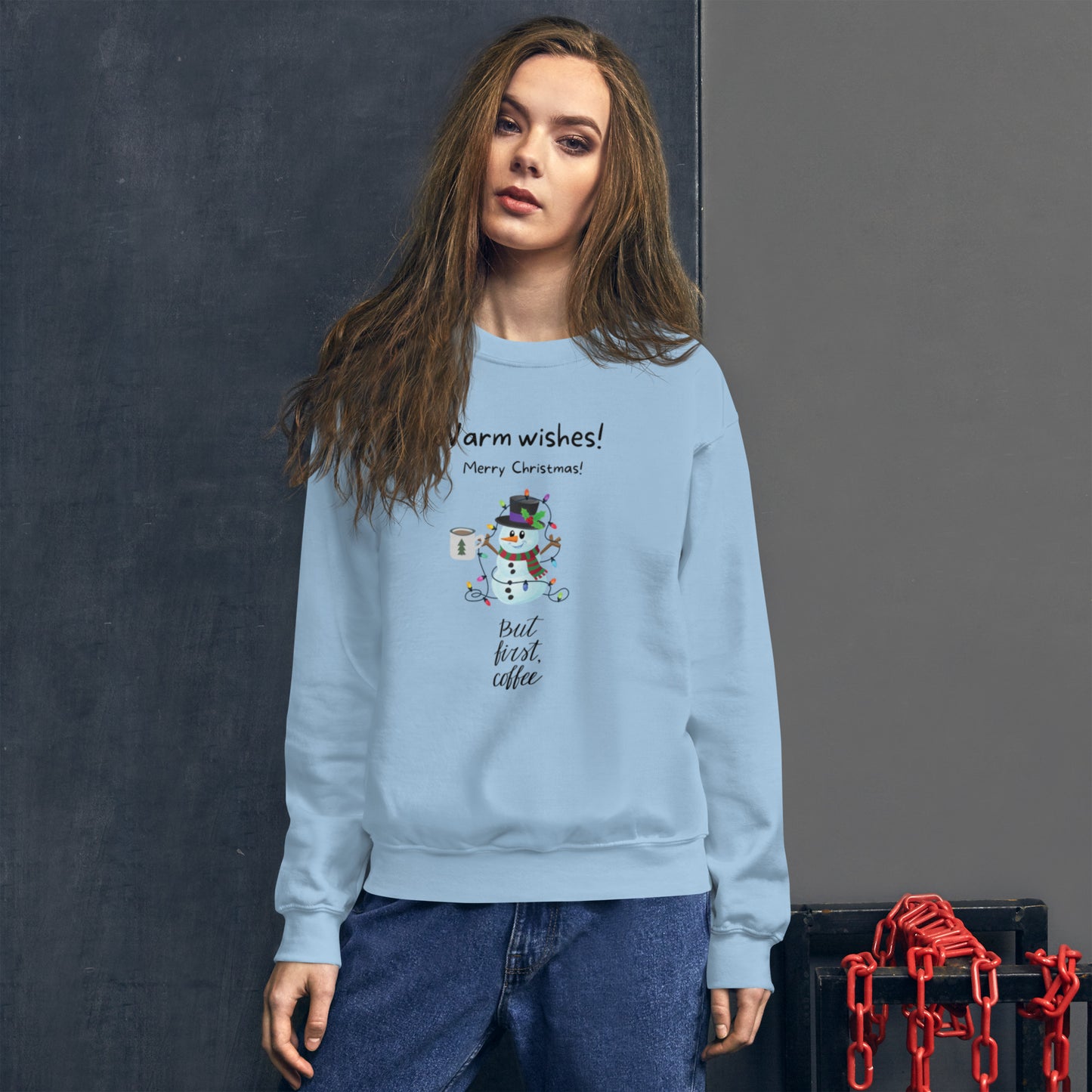 Warm Wishes! Merry Christmas! But first coffee Unisex Sweatshirt