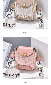 Fashion Women'S Crossbody Bag Cute Princess Wallet Classic Shoulder Bag Pearl Chain Phone Bag