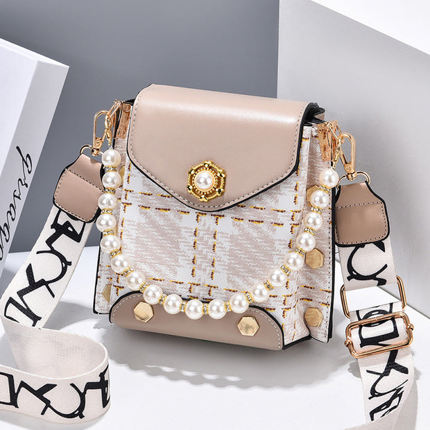 Fashion Women'S Crossbody Bag Cute Princess Wallet Classic Shoulder Bag Pearl Chain Phone Bag