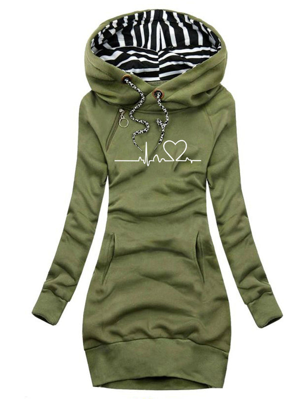 Stylish Heart Print Women's Hoodie Sweatshirt: Comfortable, Slim-fit Pullover Tops with Geometric Patterns. Multiple Colors Available. Sizes S-3XL.