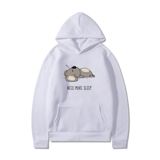 New Hooded Long-sleeved T-shirt with Plus Velvet and Cartoon Design