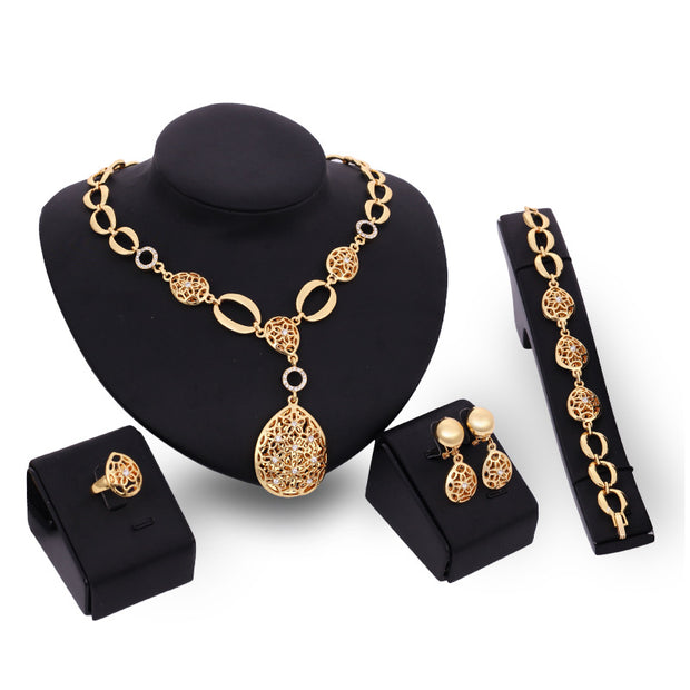 Four Piece Jewelry Set for Women: Alloy Material, Diamond Processing,