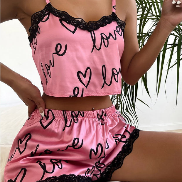Upgrade Your Loungewear with Our Women's Lace Shorts Pajama Set
