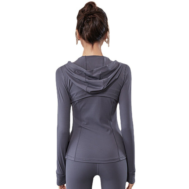 Breathable Hooded Sportswear for Women: Nylon Outerwear in Multiple Colors and Sizes - Perfect for Workouts. Stay Comfortable and Stylish!