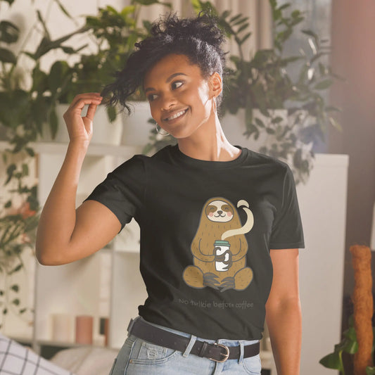 Coffee Before Talkie Sloth T-Shirt - Wake Up with Style and Humor - Darkness Of The Twilight Moon