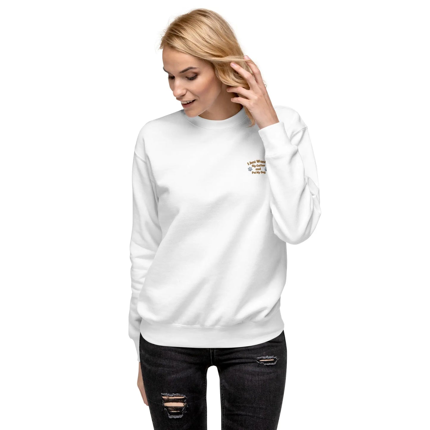 "I Just Want to Pet My Dog and Sip Coffee" Unisex Sweatshirt - Cozy Up in Style with Our Playful Statement Top - Stay Warm While Celebrating Life's Simple Pleasures - Darkness Of The Twilight Moon