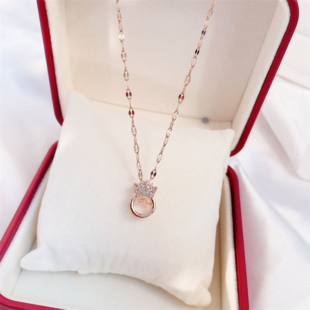 Diamond Necklace - Fashionable XO Pendant - Copper Chain Jewelry