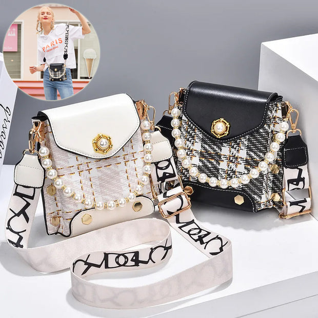 Fashion Women'S Crossbody Bag Cute Princess Wallet Classic Shoulder Bag Pearl Chain Phone Bag