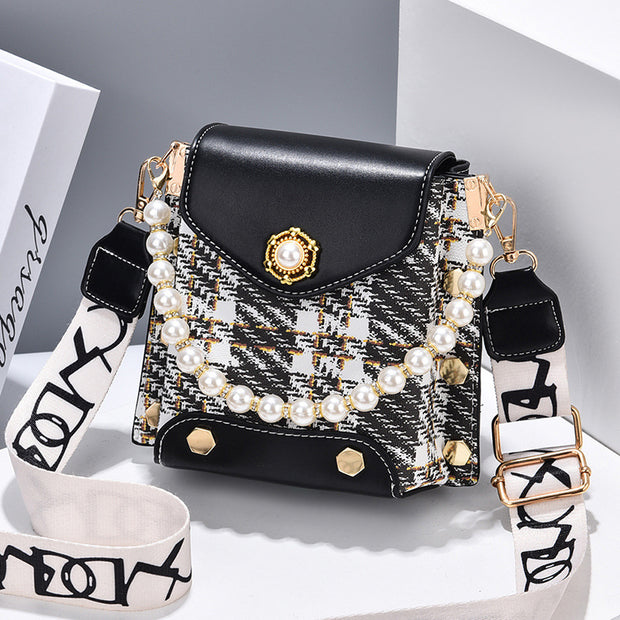 Fashion Women'S Crossbody Bag Cute Princess Wallet Classic Shoulder Bag Pearl Chain Phone Bag