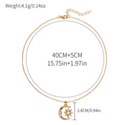 Fashion Jewelry Fashion Moon Star Zircon Pendant Necklace Stainless Steel