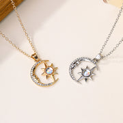 Fashion Jewelry Fashion Moon Star Zircon Pendant Necklace Stainless Steel