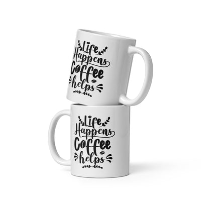 Life Happens Coffee Helps Mug - Enjoy your daily dose of positivity and caffeine with our stylish coffee mug. - Darkness Of The Twilight Moon